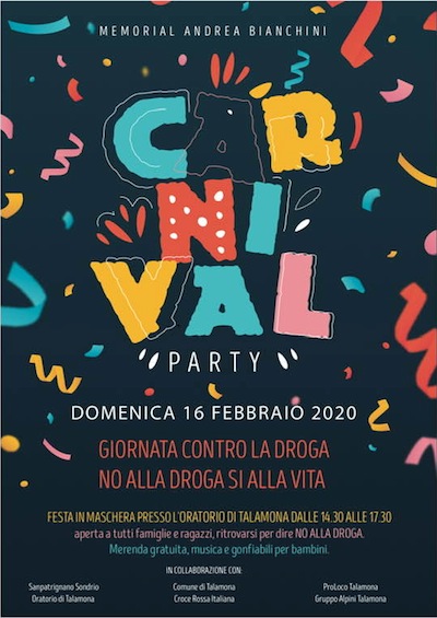 TALAMONA: Carnival Party, no alla droga!