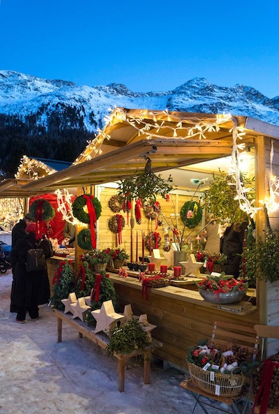 Christmas Market in the centre of St. Moritz Dorf