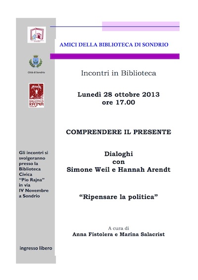 Ripensare la politica, incontro a SONDRIO