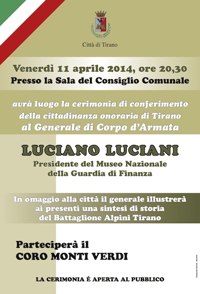 Luciano Luciani cittadino onorario di TIRANO
