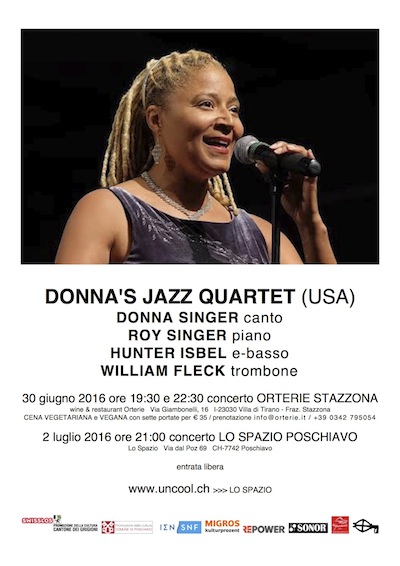 DONNA’S JAZZ QUARTET a POSCHIAVO e VILLA di TIRANO