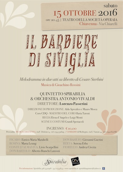 Teatro Societ  Operaia: a CHIAVENNA il BARBIERE DI SIVIGLIA