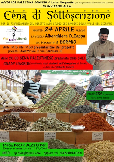 A BORMIO si cena con AssopacePalestina