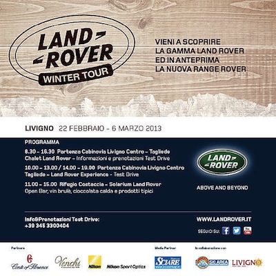 Il LAND ROVER WINTER TOUR fa tappa a Livigno