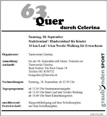 A CELERINA IN PROGRAMMA LA 63^ QUER DURCH CELERINA