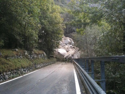 Frana di 20mila metri cubi in VALCHIAVENNA