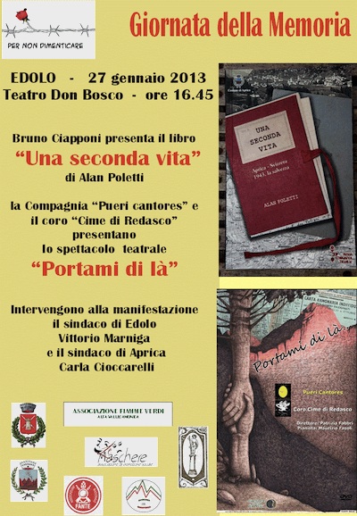 Un libro e uno spettacolo a EDOLO per non dimenticare