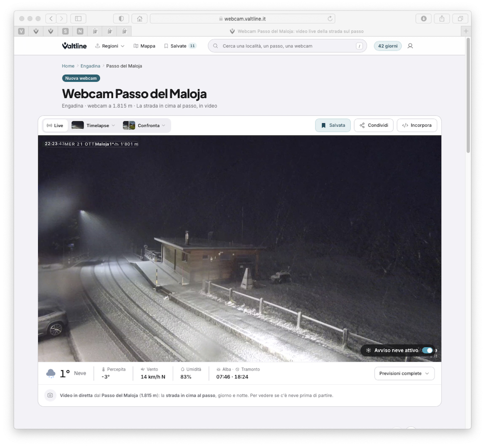 Nuova WEBCAM sul passo MALOJA