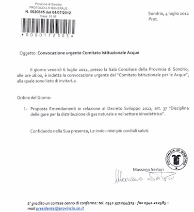 Comitato Istituzionale Acque provincia di Sondrio