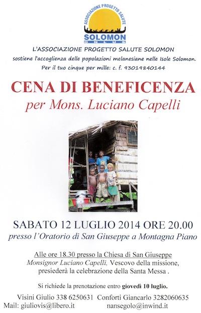 Cena di beneficenza a MONTAGNA per Mons. Luciano Capelli