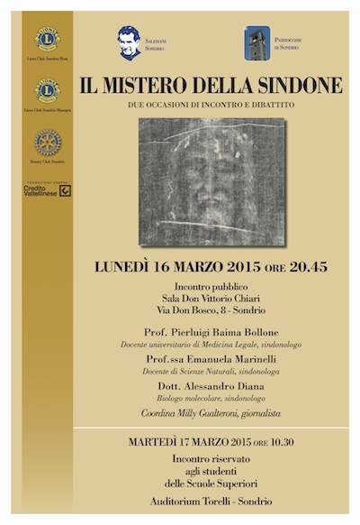 Il Mistero della Sacra Sindone: incontro a SONDRIO